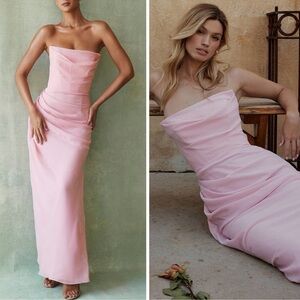 NWOT HOUSE OF CB Adrienne Strapless Maxi Gown Dress in Pink Size XL a-c cup